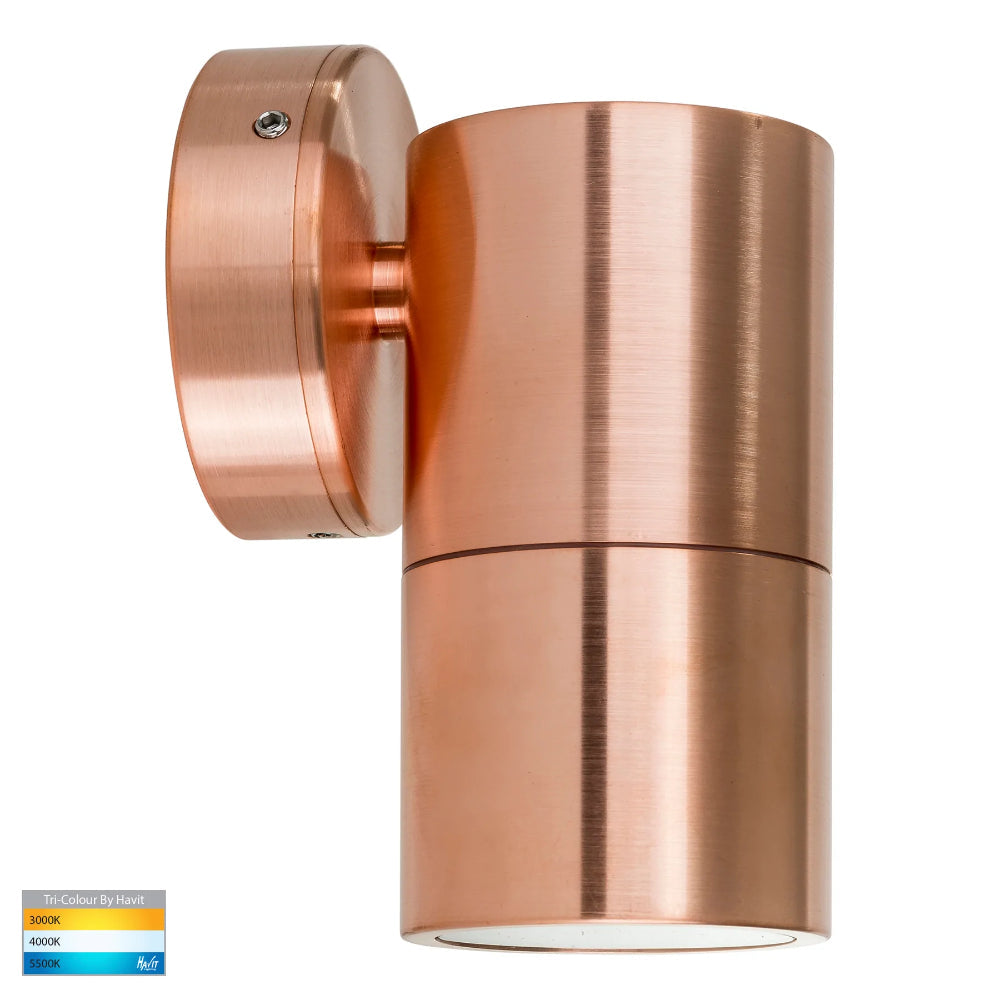 Tivah Single Fixed Wall Pillar Light Solid Copper LED